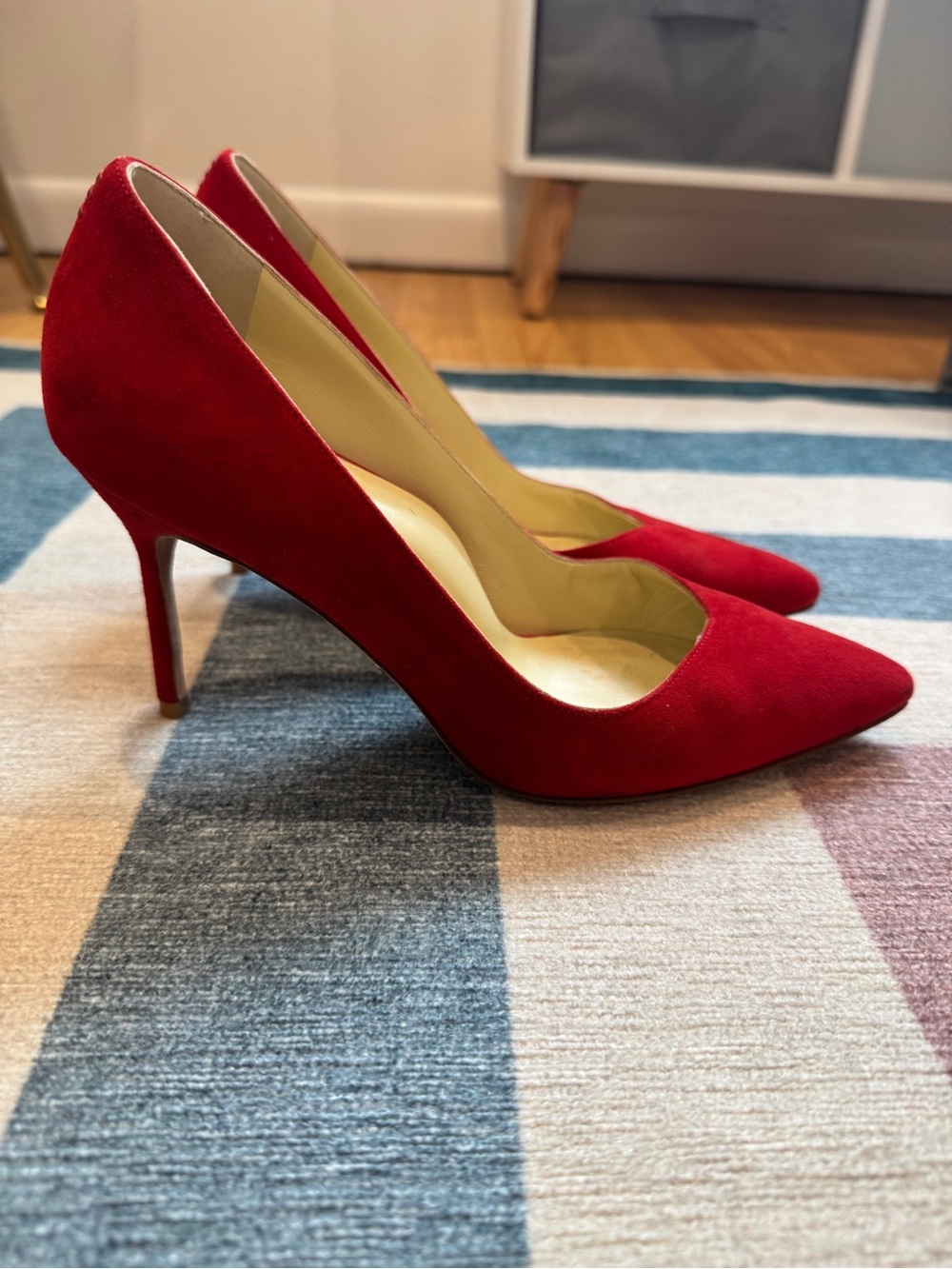 Sarah Flint Red Suede Pointed-Toe Stiletto Pumps
